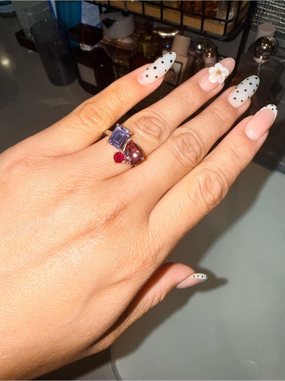 Multistone Cocktail Ring in Purple, Pink & Red